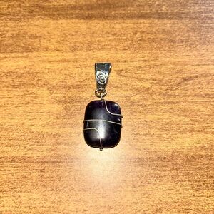 Purple Stone Pendant with Silver Wire Wrap